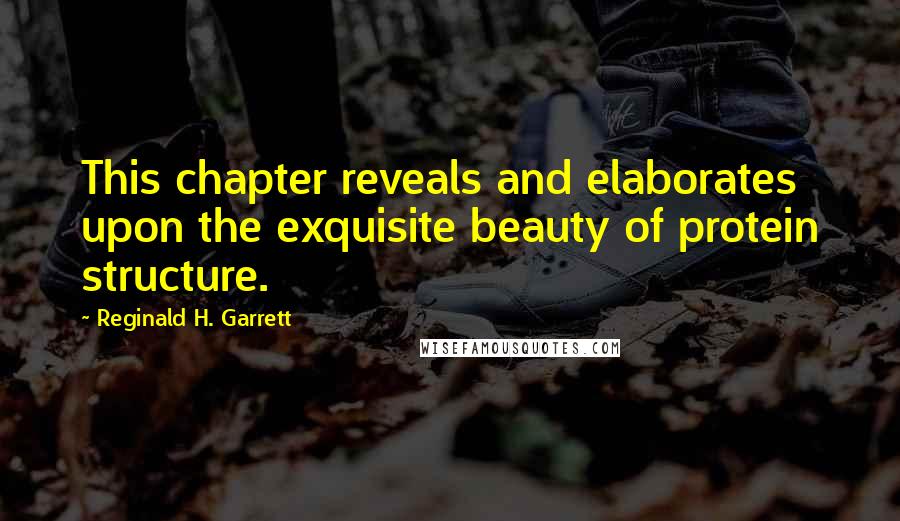 Reginald H. Garrett Quotes: This chapter reveals and elaborates upon the exquisite beauty of protein structure.