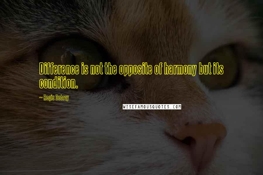 Regis Debray Quotes: Difference is not the opposite of harmony but its condition.