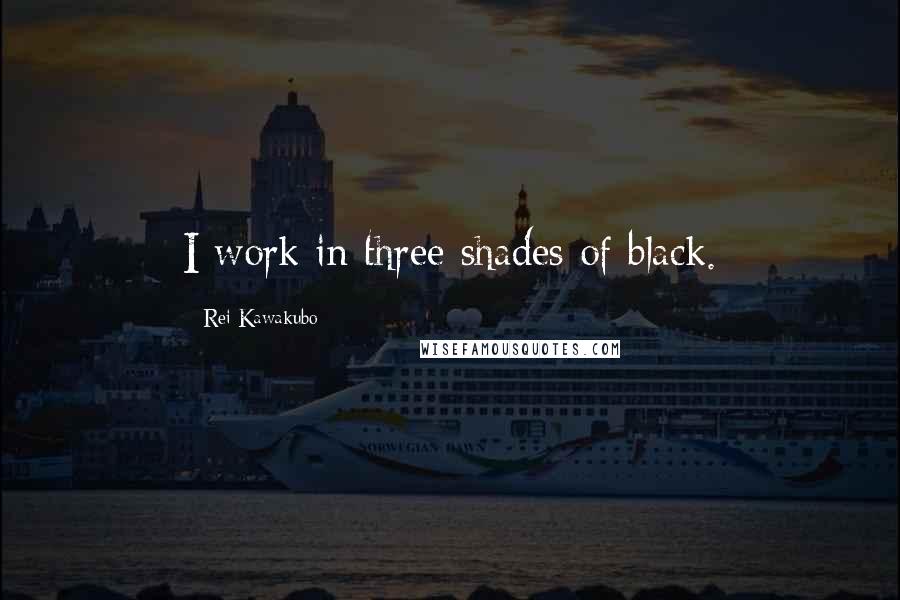 Rei Kawakubo Quotes: I work in three shades of black.