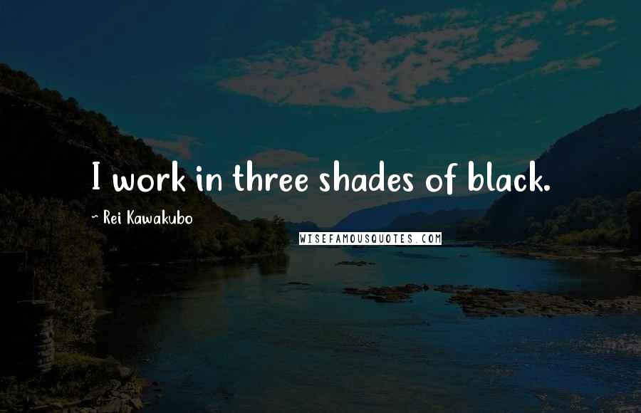 Rei Kawakubo Quotes: I work in three shades of black.