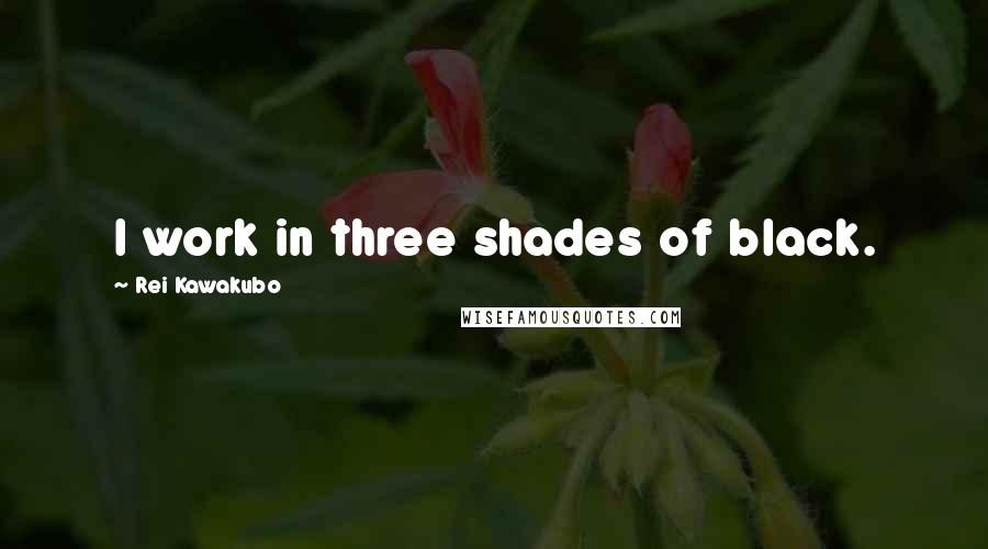 Rei Kawakubo Quotes: I work in three shades of black.