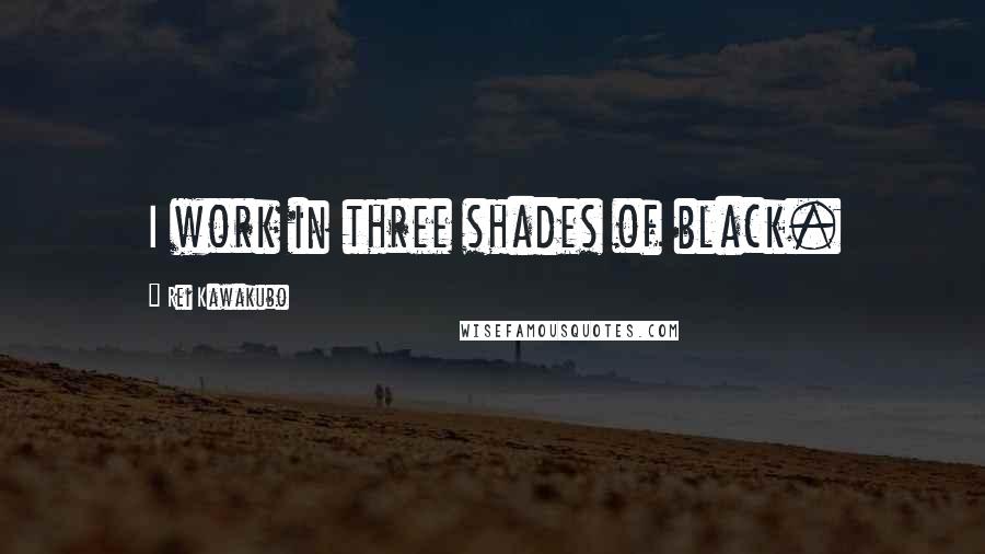 Rei Kawakubo Quotes: I work in three shades of black.