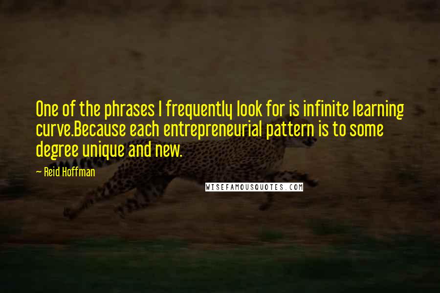 Reid Hoffman Quotes: One of the phrases I frequently look for is infinite learning curve.Because each entrepreneurial pattern is to some degree unique and new.