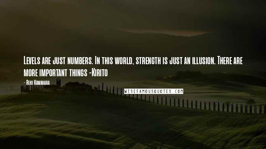 Reki Kawahara Quotes: Levels are just numbers. In this world, strength is just an illusion. There are more important things -Kirito
