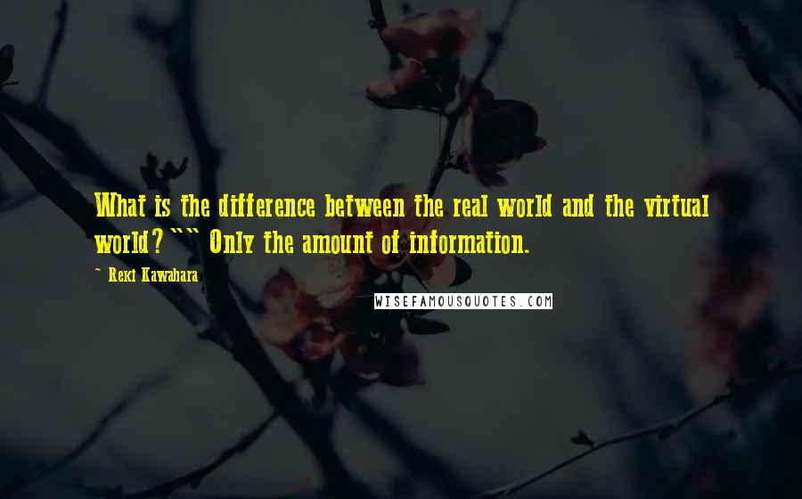 Reki Kawahara Quotes: What is the difference between the real world and the virtual world?"" Only the amount of information.