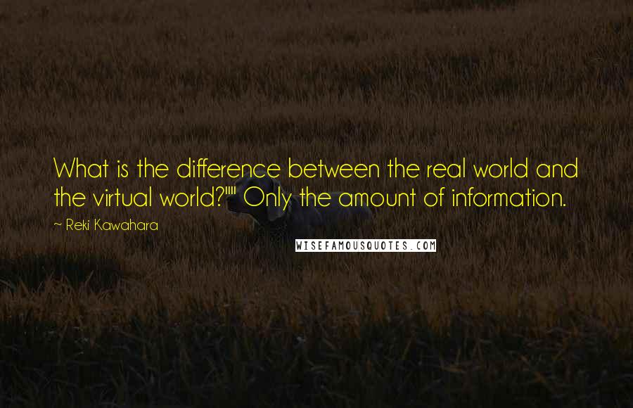 Reki Kawahara Quotes: What is the difference between the real world and the virtual world?"" Only the amount of information.