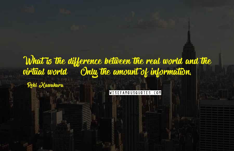 Reki Kawahara Quotes: What is the difference between the real world and the virtual world?"" Only the amount of information.