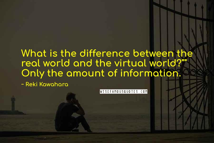 Reki Kawahara Quotes: What is the difference between the real world and the virtual world?"" Only the amount of information.