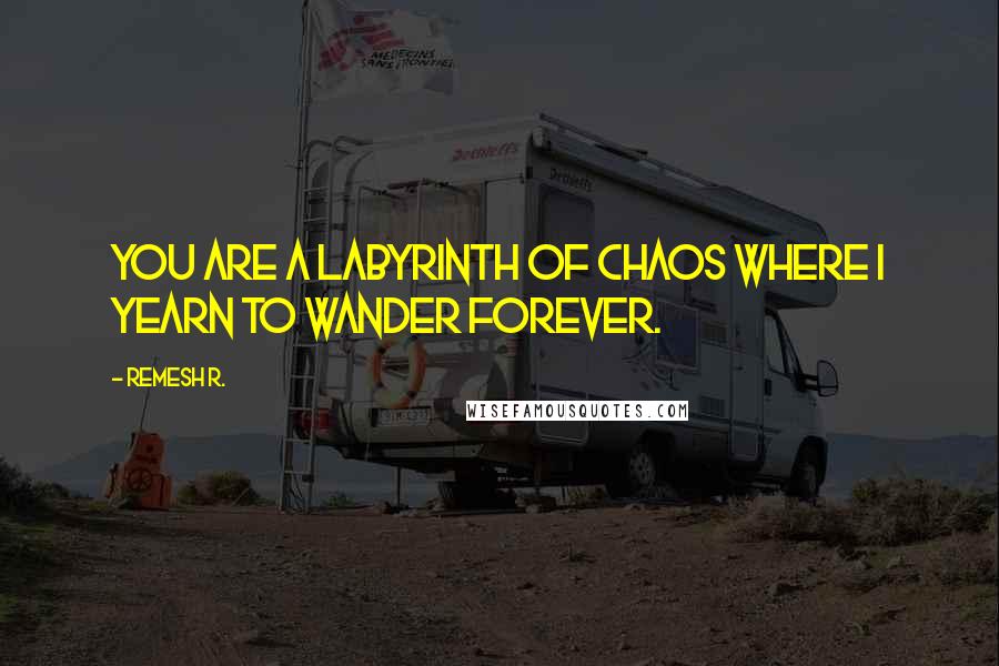 Remesh R. Quotes: You are a labyrinth of chaos where I yearn to wander forever.