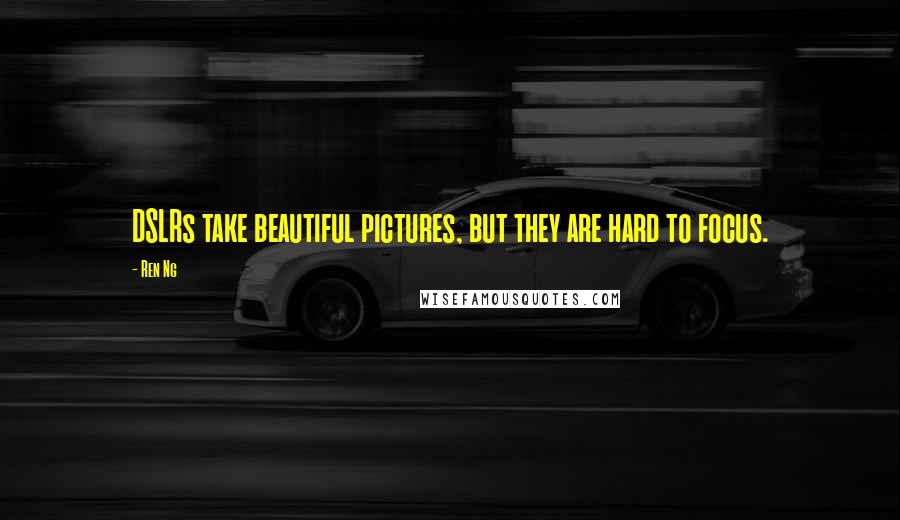 Ren Ng Quotes: DSLRs take beautiful pictures, but they are hard to focus.