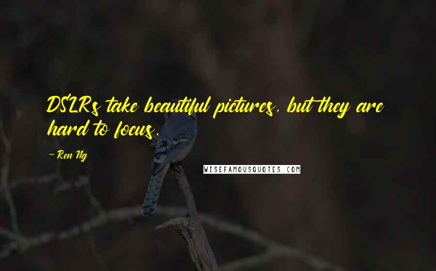 Ren Ng Quotes: DSLRs take beautiful pictures, but they are hard to focus.