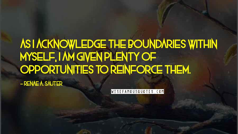 Renae A. Sauter Quotes: As I acknowledge the boundaries within myself, I am given plenty of opportunities to reinforce them.