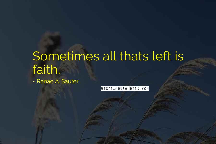 Renae A. Sauter Quotes: Sometimes all thats left is faith.
