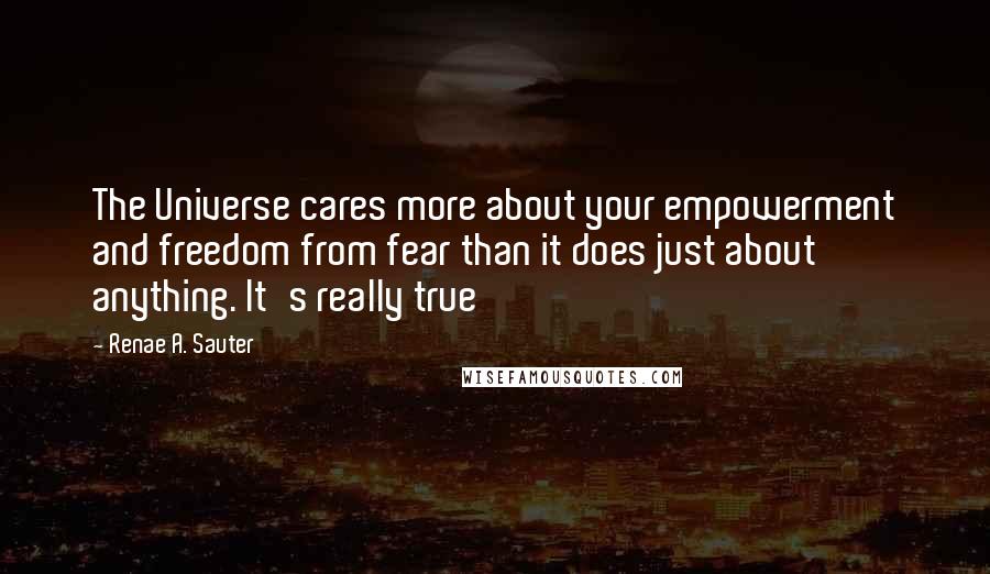 Renae A. Sauter Quotes: The Universe cares more about your empowerment and freedom from fear than it does just about anything. It's really true