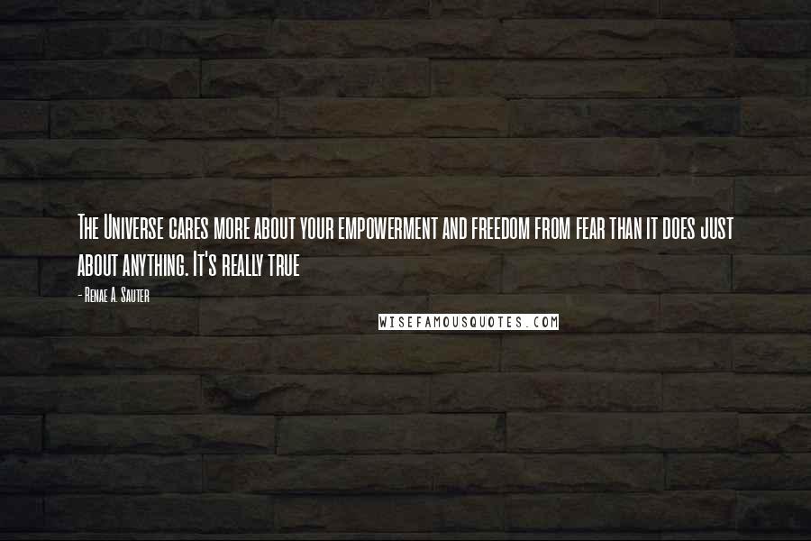 Renae A. Sauter Quotes: The Universe cares more about your empowerment and freedom from fear than it does just about anything. It's really true