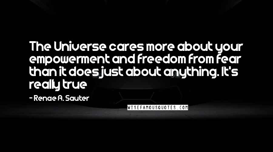 Renae A. Sauter Quotes: The Universe cares more about your empowerment and freedom from fear than it does just about anything. It's really true