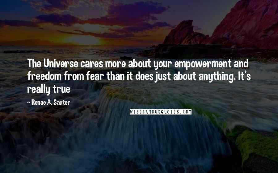 Renae A. Sauter Quotes: The Universe cares more about your empowerment and freedom from fear than it does just about anything. It's really true