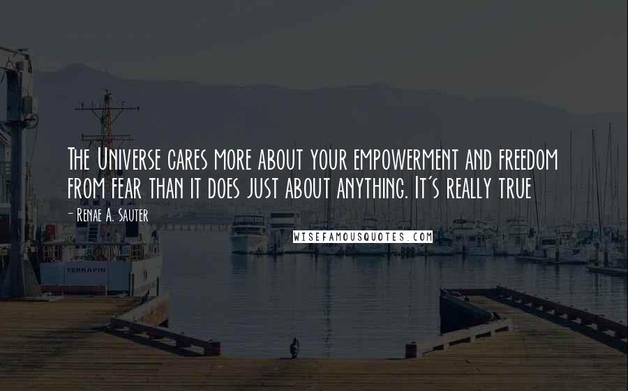 Renae A. Sauter Quotes: The Universe cares more about your empowerment and freedom from fear than it does just about anything. It's really true