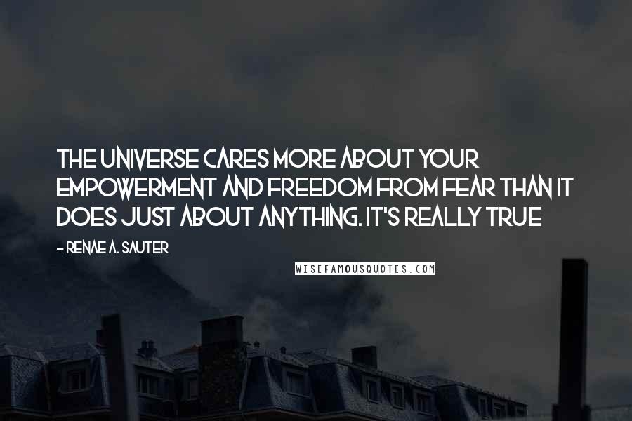 Renae A. Sauter Quotes: The Universe cares more about your empowerment and freedom from fear than it does just about anything. It's really true