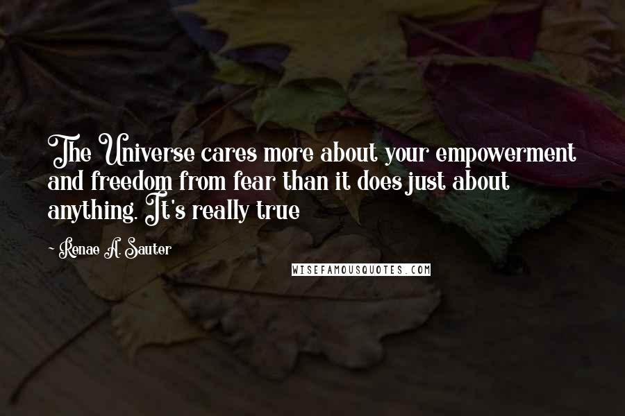 Renae A. Sauter Quotes: The Universe cares more about your empowerment and freedom from fear than it does just about anything. It's really true