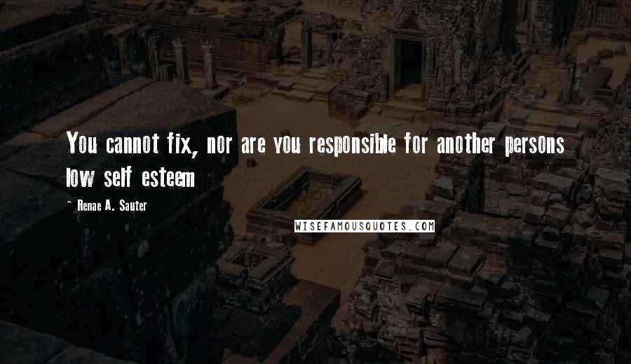 Renae A. Sauter Quotes: You cannot fix, nor are you responsible for another persons low self esteem