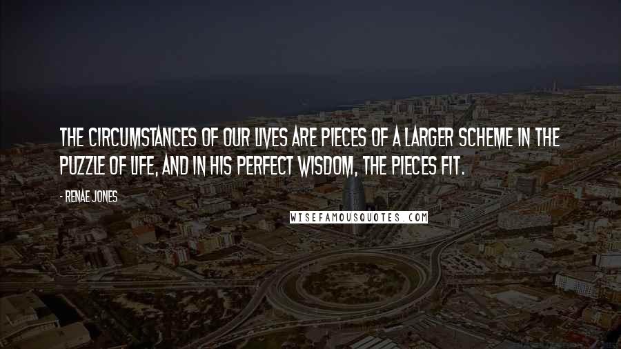 Renae Jones Quotes: The circumstances of our lives are pieces of a larger scheme in the puzzle of life, and in His Perfect Wisdom, the pieces fit.