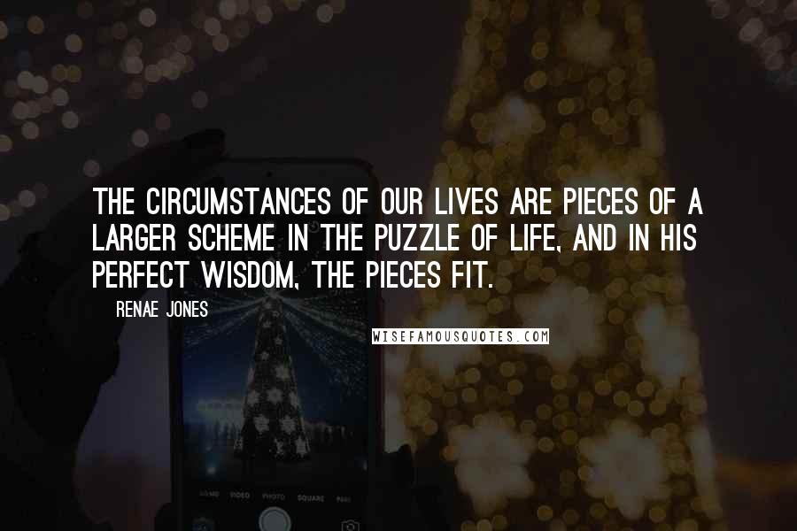 Renae Jones Quotes: The circumstances of our lives are pieces of a larger scheme in the puzzle of life, and in His Perfect Wisdom, the pieces fit.