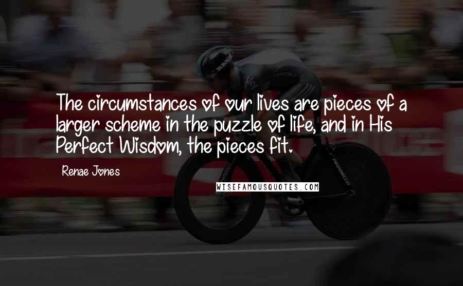 Renae Jones Quotes: The circumstances of our lives are pieces of a larger scheme in the puzzle of life, and in His Perfect Wisdom, the pieces fit.