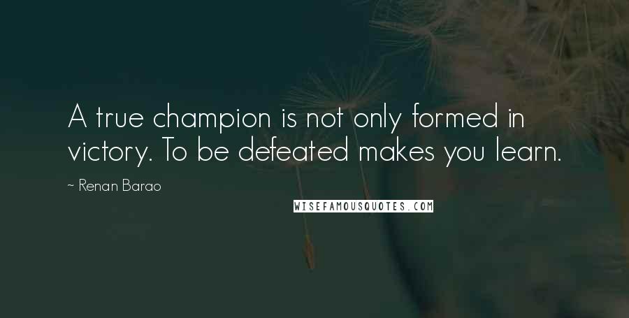 Renan Barao Quotes: A true champion is not only formed in victory. To be defeated makes you learn.