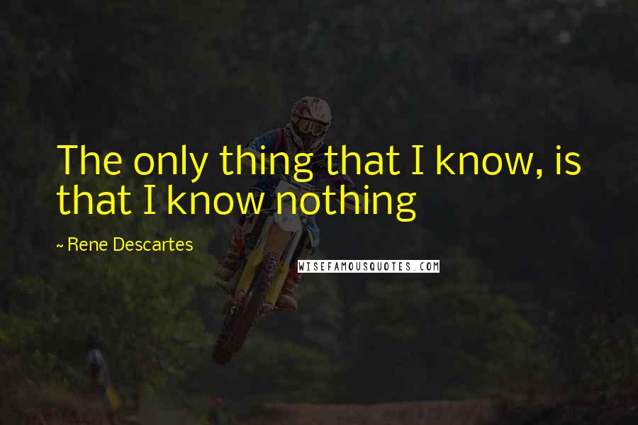 Rene Descartes Quotes: The only thing that I know, is that I know nothing