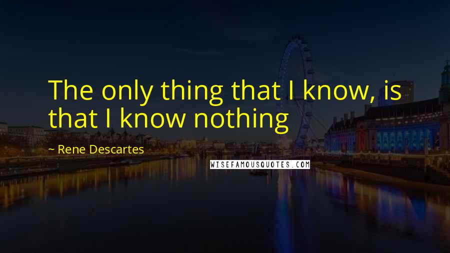 Rene Descartes Quotes: The only thing that I know, is that I know nothing