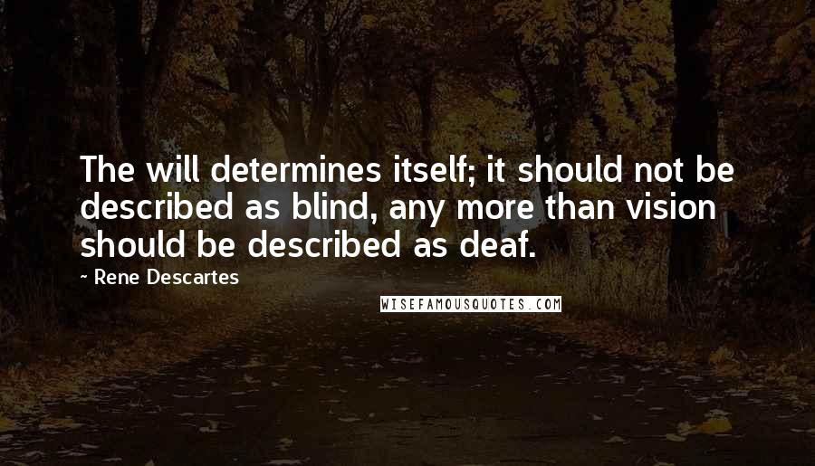 Rene Descartes Quotes: The will determines itself; it should not be described as blind, any more than vision should be described as deaf.