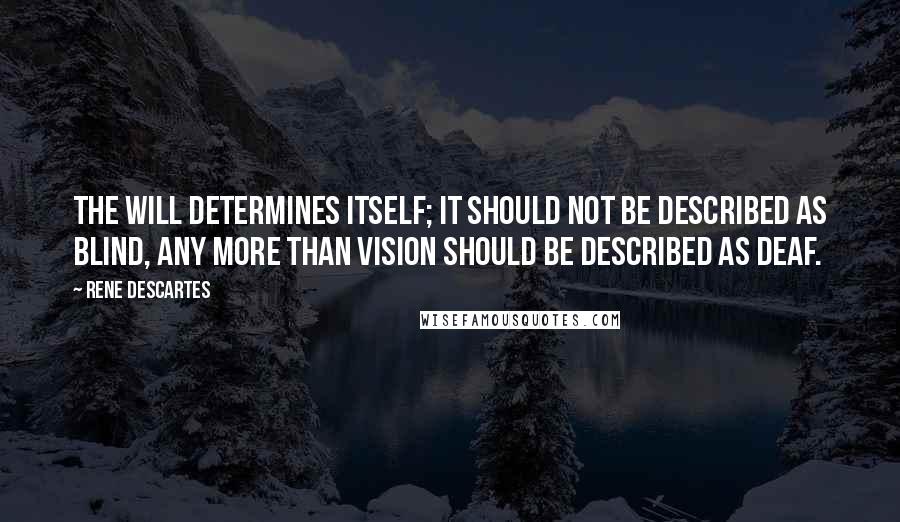 Rene Descartes Quotes: The will determines itself; it should not be described as blind, any more than vision should be described as deaf.