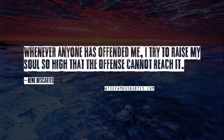 Rene Descartes Quotes: Whenever anyone has offended me, I try to raise my soul so high that the offense cannot reach it.