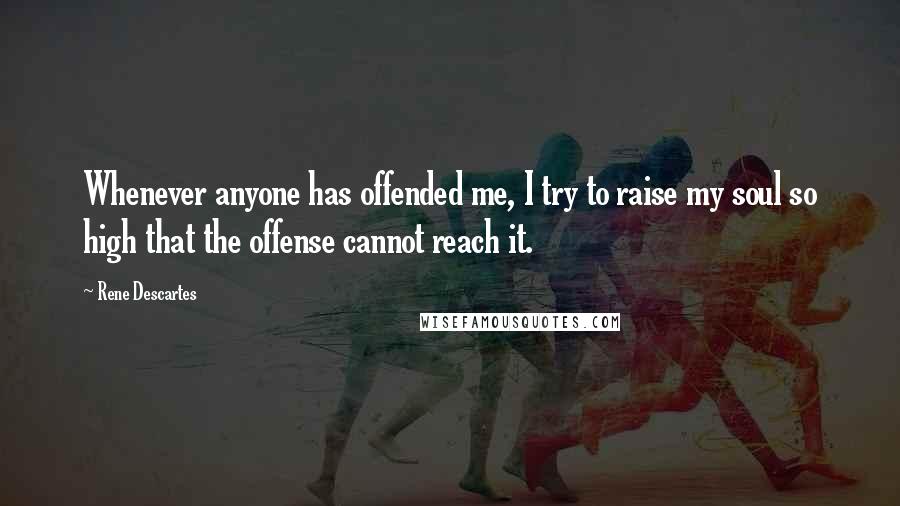 Rene Descartes Quotes: Whenever anyone has offended me, I try to raise my soul so high that the offense cannot reach it.