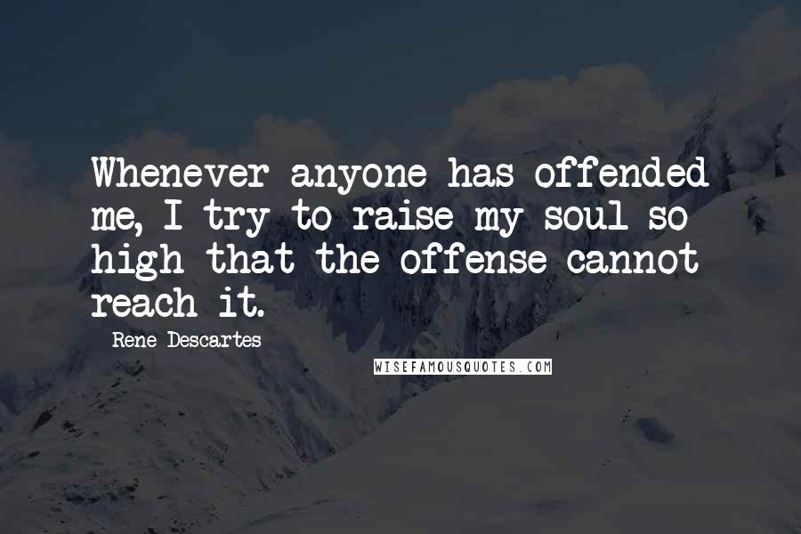 Rene Descartes Quotes: Whenever anyone has offended me, I try to raise my soul so high that the offense cannot reach it.