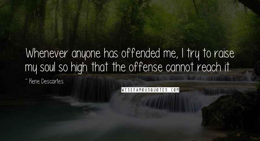 Rene Descartes Quotes: Whenever anyone has offended me, I try to raise my soul so high that the offense cannot reach it.