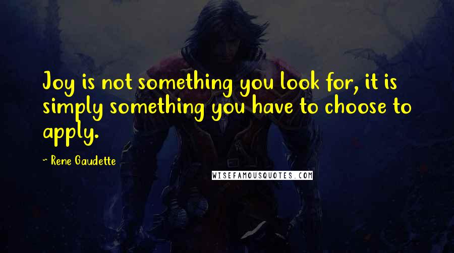 Rene Gaudette Quotes: Joy is not something you look for, it is simply something you have to choose to apply.