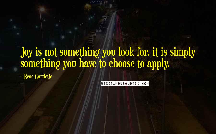 Rene Gaudette Quotes: Joy is not something you look for, it is simply something you have to choose to apply.