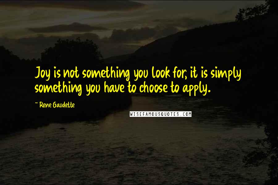 Rene Gaudette Quotes: Joy is not something you look for, it is simply something you have to choose to apply.