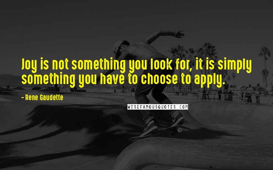Rene Gaudette Quotes: Joy is not something you look for, it is simply something you have to choose to apply.