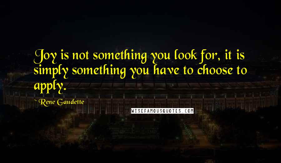 Rene Gaudette Quotes: Joy is not something you look for, it is simply something you have to choose to apply.