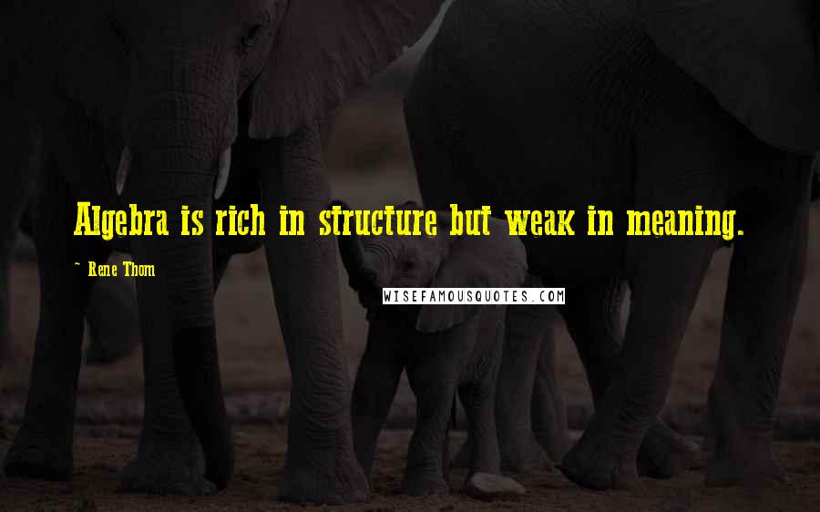 Rene Thom Quotes: Algebra is rich in structure but weak in meaning.