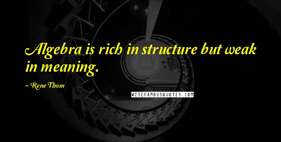 Rene Thom Quotes: Algebra is rich in structure but weak in meaning.