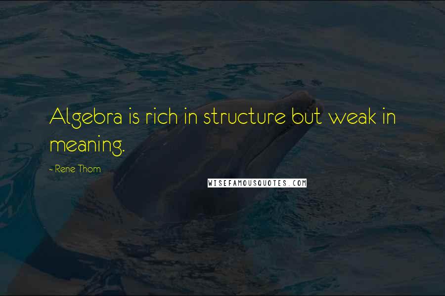 Rene Thom Quotes: Algebra is rich in structure but weak in meaning.