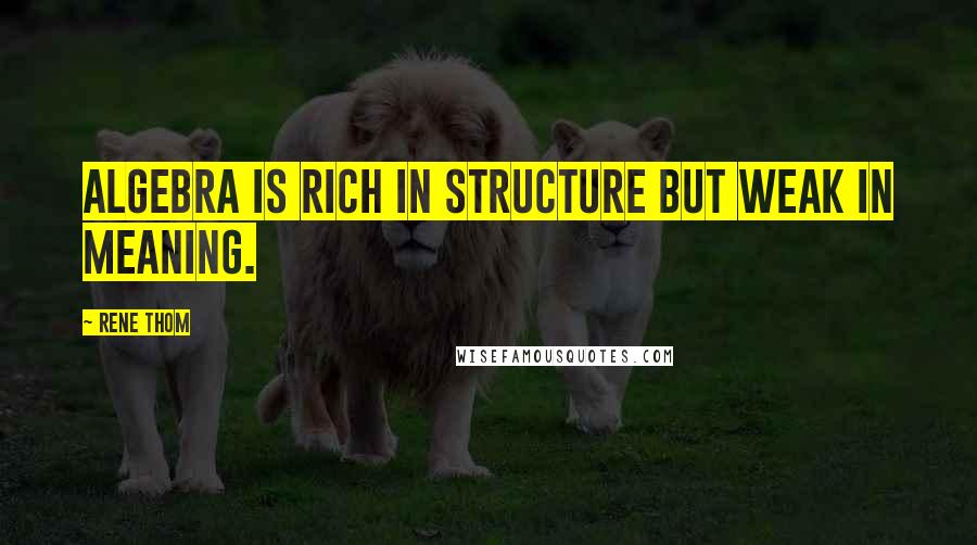 Rene Thom Quotes: Algebra is rich in structure but weak in meaning.