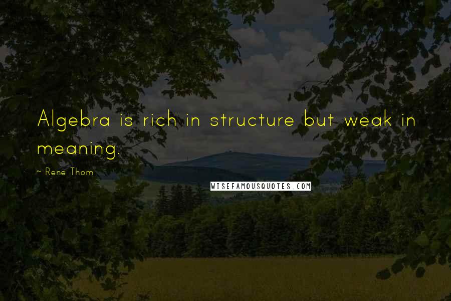 Rene Thom Quotes: Algebra is rich in structure but weak in meaning.