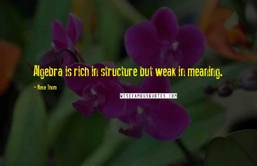 Rene Thom Quotes: Algebra is rich in structure but weak in meaning.