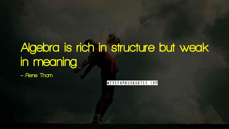 Rene Thom Quotes: Algebra is rich in structure but weak in meaning.