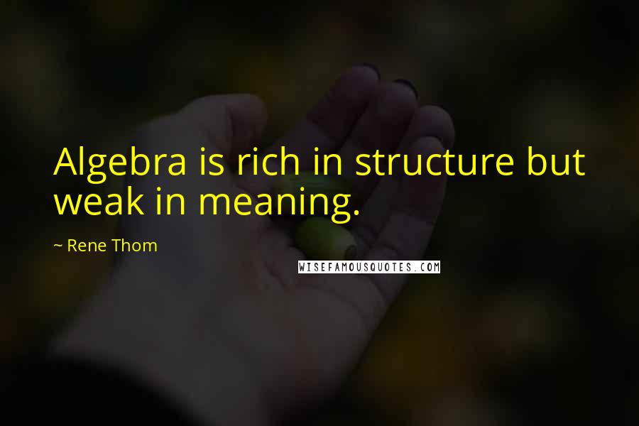 Rene Thom Quotes: Algebra is rich in structure but weak in meaning.